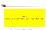 T E A P a t M o n t r e a l P r o t o c o l M O P - 2 0, 1 6 - 2 0 N o v 2 0 0 8, D o h a 1 TEAP Update Presentation for MOP-20.