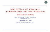 IEEE USA Energy Policy Committee Washington, DC September 23, 2004 philip.overholt@hq.doe.gov DOE Office of Electric Transmission and Distribution Activities.