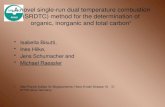 A novel single-run dual temperature combustion (SRDTC) method for the determination of organic, inorganic and total carbon Isabella Bisutti, Ines Hilke,