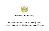Instructions for Filling out the Intent to Reintegrate Form Survey Training.