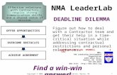 1 NMA LeaderLab DEADLINE DILEMMA OFFER OPPORTUNITIES OVERCOME OBSTACLES ACHIEVE AGREEMENT Figure out how to deal with a Contractor team and get their help.