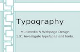Typography Multimedia & Webpage Design 1.01 Investigate typefaces and fonts.