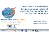 Roberto Cossu roberto.cossu@esa.int A federated e-Infrastructure for discovery and access of multi-disciplinary data in the GEO-Hazard community INFRA-2010-1.2.3.