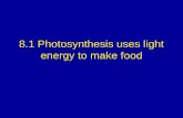 8.1 Photosynthesis uses light energy to make food.