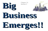 Big Business Emerges!! ! Chapter 14 Section 3 A series of new management techniques were developed. Vertical integration Horizontal integration These.