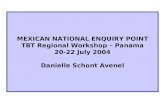 MEXICAN NATIONAL ENQUIRY POINT TBT Regional Workshop – Panama 20-22 July 2004 Danielle Schont Avenel.
