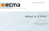 What is CSTA? CSTA Overview Started by Tom Miller (Siemens), updated by Ecma/TC32-TG11, June 2004. Ecma/TC32-TG11/2004/40.