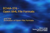 ECMA-376 - Open XML File Formats and the Evolution of Open File Formats Mark Lange Senior Policy Counsel Microsoft EMEA.
