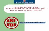 2009 ASEAN REGIONAL FORUM VOLUNTARY DEMONSTRATION OF RESPONSE (ARF-VDR) ON DISASTER RELIEF EXERCISE Steering Committee and Working Groups Meeting.