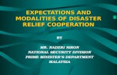 EXPECTATIONS AND MODALITIES OF DISASTER RELIEF COOPERATION BY MR. NADZRI SIRON NATIONAL SECURITY DIVISION PRIME MINISTERS DEPARTMENT MALAYSIA.