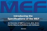 1 Introducing the Specifications of the MEF An Overview of MEF 6.1, 6.1.1, 10.2, 10.2.1 Carrier Ethernet Definitions and Attributes 2012 March.
