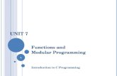 U NIT 7 Functions and Modular Programming Introduction to C Programming 1.