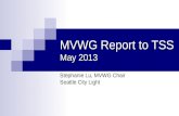 MVWG Report to TSS May 2013 Stephanie Lu, MVWG Chair Seattle City Light.