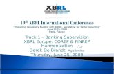 Track 1 – Banking Supervision XBRL Europe: COREP & FINREP Harmonization Derek De Brandt, Aguilonius Thursday, June 25, 2009.