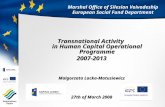 Marshal Office of Silesian Voivodeship European Social Fund Department Transnational Activity in Human Capital Operational Programme 2007-2013 Malgorzata.