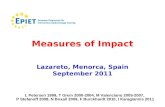Measures of Impact Lazareto, Menorca, Spain September 2011 L Petersen 1999, T Grein 2000-2004, M Valenciano 2005-2007, P Stefanoff 2008, N Boxall 2009,