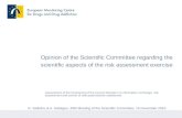 Opinion of the Scientific Committee regarding the scientific aspects of the risk assessment exercise R. Sedefov & A. Gallegos, 33th Meeting of the Scientific.