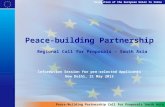 Delegation of the European Union to India Peace-building Partnership Regional Call for Proposals – South Asia Information Session for pre-selected Applicants.