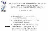 IN SITU VIBRATION EXPERIMENTS ON INTACT AND MODIFIED BUILDINGS INTEREST FOR VULNERABILITY ANALYSIS C. BOUTIN, S. HANS 1.Experiment : structural identification.