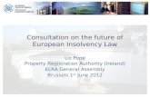 Consultation on the future of European Insolvency Law Liz Pope Property Registration Authority (Ireland) ELRA General Assembly Brussels 1 st June 2012.