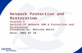 Network Protection and Restoration Session 5 - Optical/IP Network OAM & Protection and Restoration Presented by: Malcolm Betts Date: 2002 07 10.