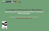 Cartagena Protocol on Biosafety -Reducing the Environmental Risks of Modern Biotechnology Secretariat of the Convention on Biological Diversity