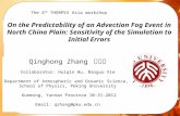 On the Predictability of an Advection Fog Event in North China Plain: Sensitivity of the Simulation to Initial Errors Qinghong Zhang Collaborator: Huiqin.
