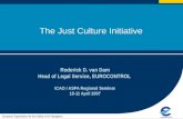 1 The Just Culture Initiative Roderick D. van Dam Head of Legal Service, EUROCONTROL ICAO / ASPA Regional Seminar 10-11 April 2007 European Organisation.