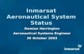 Inmarsat Aeronautical System Status Damian Harrington Aeronautical Systems Engineer 30 October 2003.