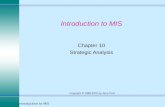 Introduction to MIS1 Copyright © 1998-2002 by Jerry Post Introduction to MIS Chapter 10 Strategic Analysis.