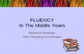 FLUENCY In The Middle Years Rebecca Derenge Title I Reading Coordinator.