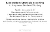 Copyright 2006 Washington OSPI. All rights reserved. Elaboration: Strategic Teaching to Improve Student Writing Part 3: Lessons 6 - 8 Elaboration within.