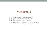 CHAPTER 1 1.1 What is Chemistry? 1.2 Describing Matter 1.3 How is Matter Classified?