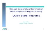 1 Kansas Corporation Commission Workshop on Energy Efficiency Quick Start Programs Sue Nathan Applied Energy Group, Inc.