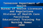 1 Tennessee Department of Health Bureau of Health Licensure and Regulations Division of Health Care Facilities Educational Training for Nursing Homes 2008.