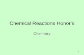 Chemical Reactions Honors Chemistry 1. Reactions and Equations Objectives 1. Recognize evidence of chemical change. 2. Represent chemical reactions with.