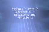 Algebra 1 Part 2 Chapter 4 Relations and Functions.