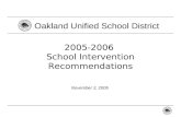 - 0 - 2005-2006 School Intervention Recommendations Oakland Unified School District November 2, 2005.