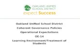 Every student. every classroom. every day. Oakland Unified School District Coherent Governance Policies Operational Expectations OE-14 Learning Environment/Treatment.