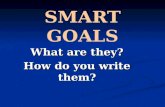 SMART GOALS What are they? How do you write them?.