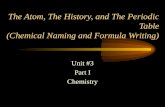 The Atom, The History, and The Periodic Table (Chemical Naming and Formula Writing) Unit #3 Part I Chemistry.