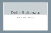Delhi Sultanate Islam in India 1206-1526. Islam in India 1206-1290 Delhi Sultanate founded by Turkic Mamluks employed by rulers of Afghanistan Early rulers.
