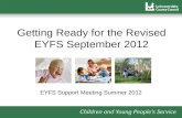 Getting Ready for the Revised EYFS September 2012 EYFS Support Meeting Summer 2012.