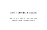 Soil Forming Factors Biotic and Abiotic factors that control soil development.