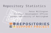 Repository Statistics Peter Millington Technical Development Officer SHERPA, University of Nottingham.