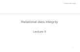 Relational data integrity 1 Lecture 8 Relational data integrity.