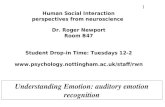 Human Social Interaction perspectives from neuroscience Dr. Roger Newport Room B47 Student Drop-in Time: Tuesdays 12-2 .