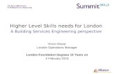 Higher Level Skills needs for London A Building Services Engineering perspective Vince Glover London Operations Manager London Foundation Degrees 10 Years.