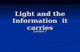 Light and the Information it carries Lecture 1. Electromagnetic Spectrum.
