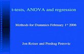 T-tests, ANOVA and regression Methods for Dummies February 1 st 2006 Jon Roiser and Predrag Petrovic.